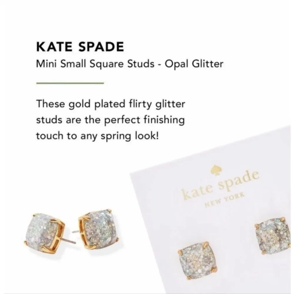 Kate Spade New York Pavé Crystal Cushion Stud Earrings Gold Tone NWT